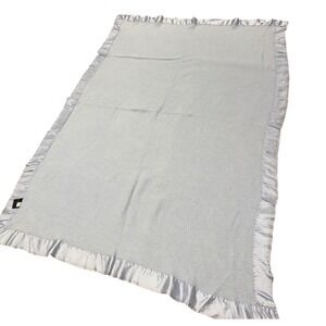 Fieldcrest Touch of Class‎ Blanket Light Blue Satin Trim Made in USA Twin